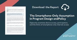 Cover image of Digitunity report on smartphone-only access and its limits in program design and policy.